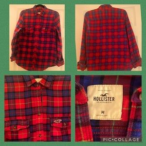 SALE❤️Hollister plaid, red, blue, green Med. Tis the season for some plaid!